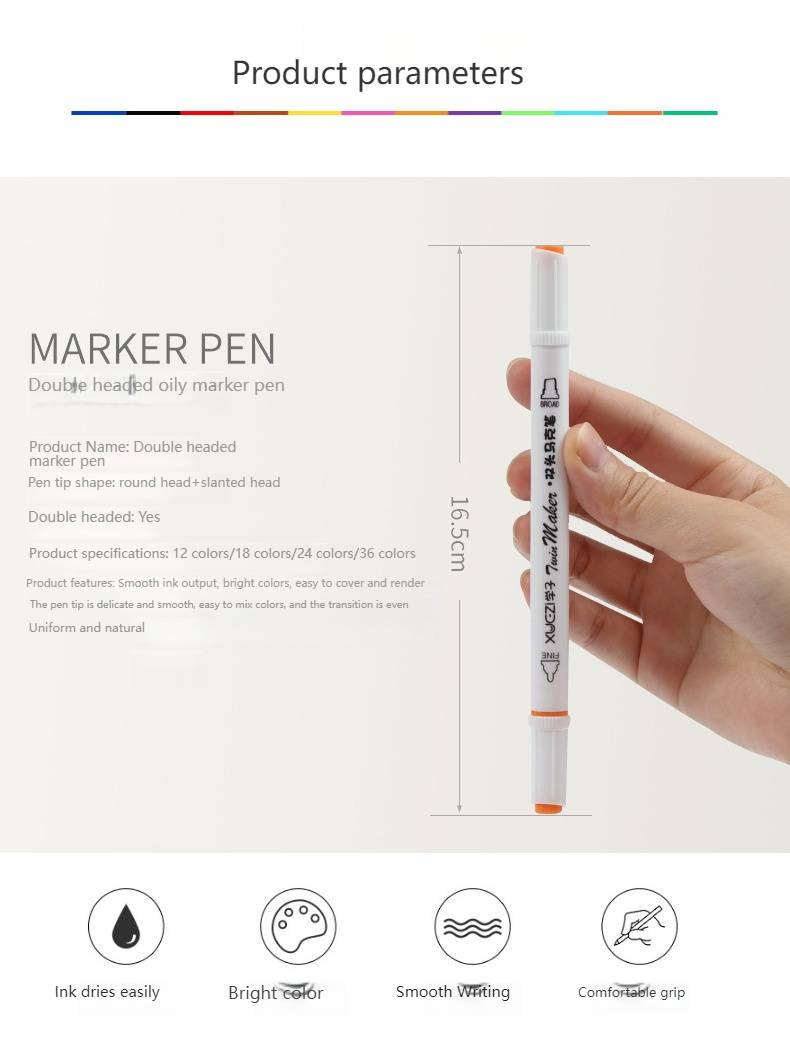 Dake 48-Color Dual-Tip Markers Set, 36 Oil-Based Fine & Broad Tip Art Markers For Students & Artists, Vibrant Colors, Waterproof, White Case_voghion.com