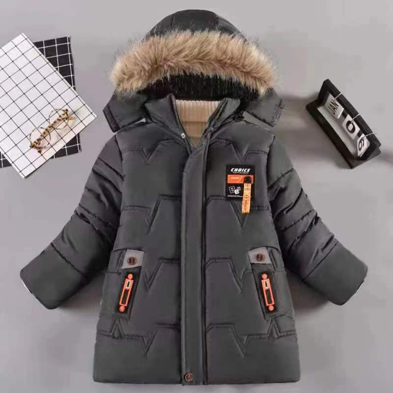 Boys' Winter Jacket – Thick Insulated Coat With Detachable Hood (3-8 Years, Black/Bronze/Navy/Gray)_voghion.com