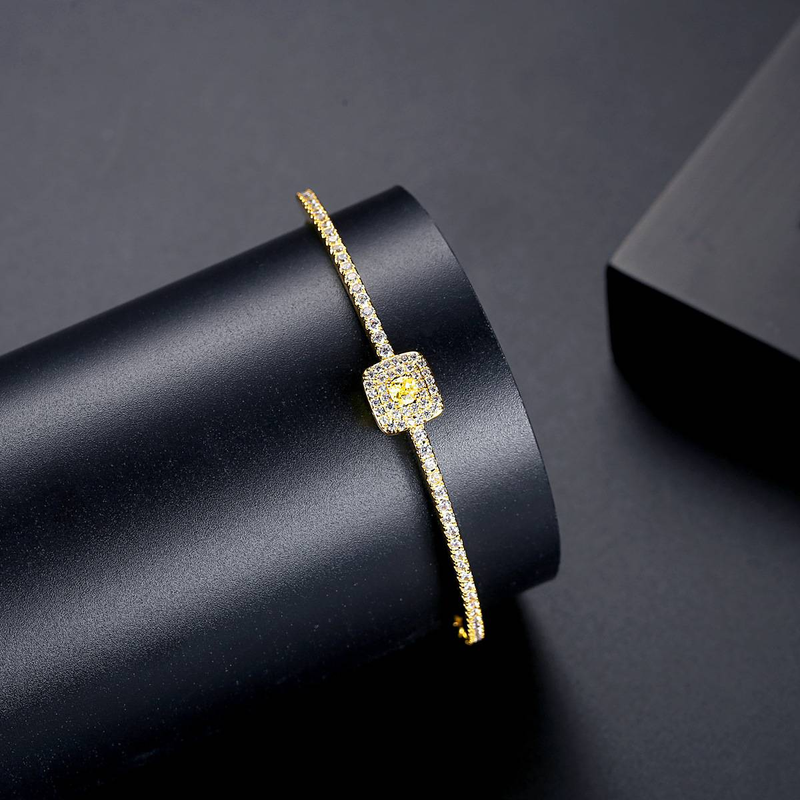 Women's Jewelry Adjustable Zircon Bracelet With Geometric Design, Elegant And Stylish Everyday Wear Simple Copper Micro Inlaid Zircon Bracelet_voghion.com