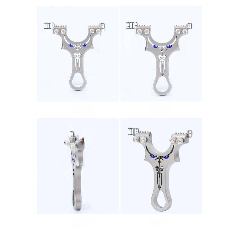 Stainless Steel Slingshot Silver Slingshot 14.5*8.5*4 Cm Suitable For Outdoor Competitions, Fitness Shooting, Hunting, Fishing (Slingshot Only)_voghion.com