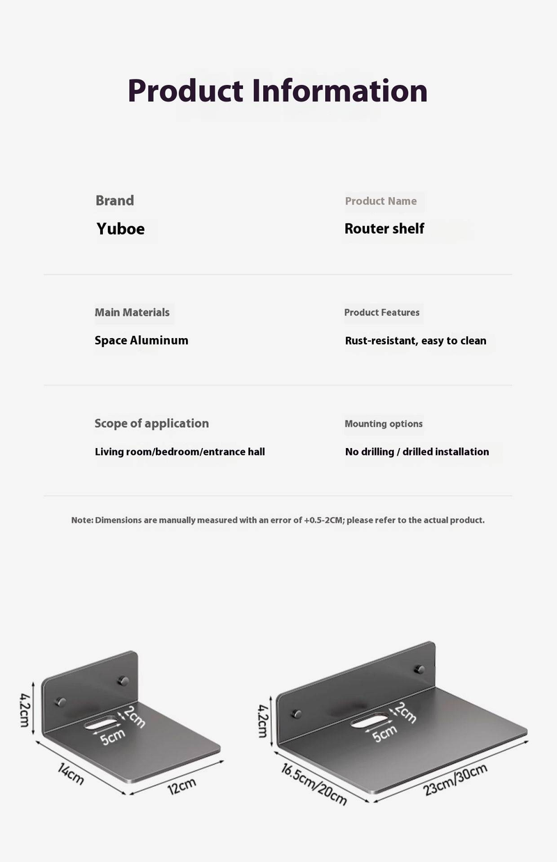 No-Drill Wall Mount Shelf – Adjustable Aluminum Alloy Holder For Projector, Router & Camera (Gun Grey/Milk White, 3 Sizes, Modern Design)_voghion.com