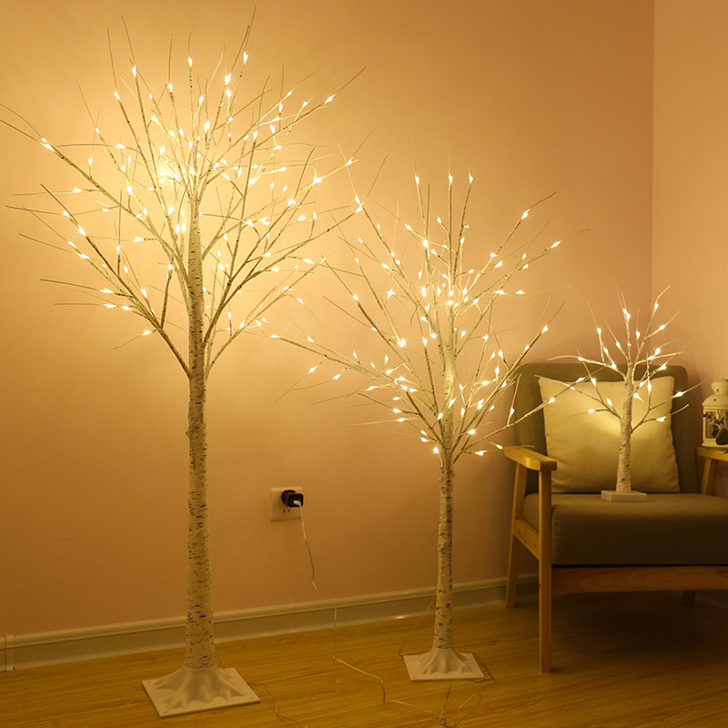 Luces LED decorativas para árbol con batería/enchufable - Diseño de abedul/rosa con 8 modos de iluminación, ideal para decoración de interiores y hogar._voghion.com