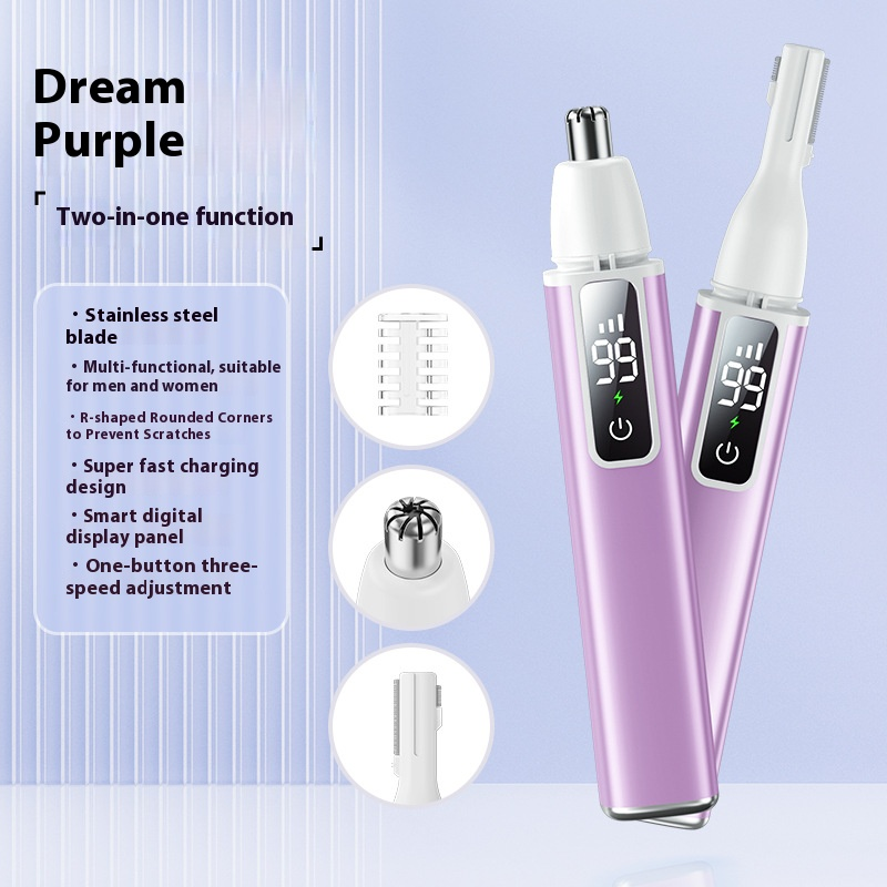 Premium Electric Nose Hair Trimmer With LED Display - Rechargeable & Waterproof - Multi-Functional Grooming Kit For Men & Women_voghion.com