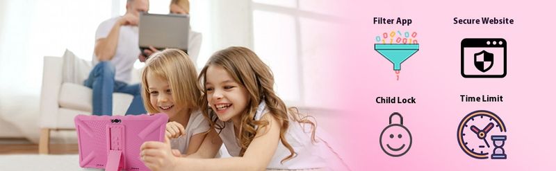 10,1-Zoll-Android-Tablet für Kinder mit zwei Kameras, 4G-Telefonie und Kindersicherung – 32 GB Speicher, Octa-Core-Prozessor, GPS, Bluetooth – Pink und Blau_voghion.com