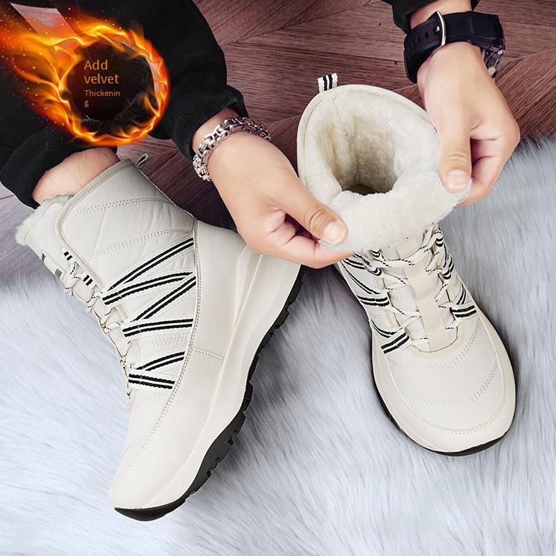 Stivali da neve invernali da uomo con suola spessa - Scarpe alte calde antiscivolo foderate in pile per il freddo_voghion.com