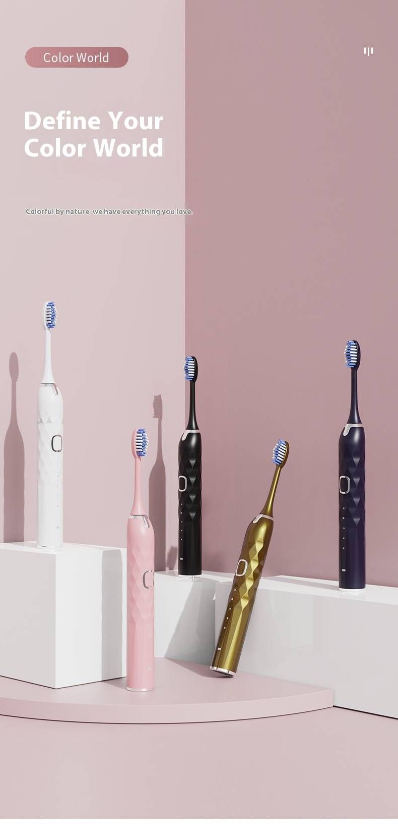 Premium Magnetic Sonic Electric Toothbrush – 5 Modes, Ultra-Soft Bristles, IPX7 Waterproof, USB-C Fast Charging, 30+ Days Battery, Low Noise_voghion.com