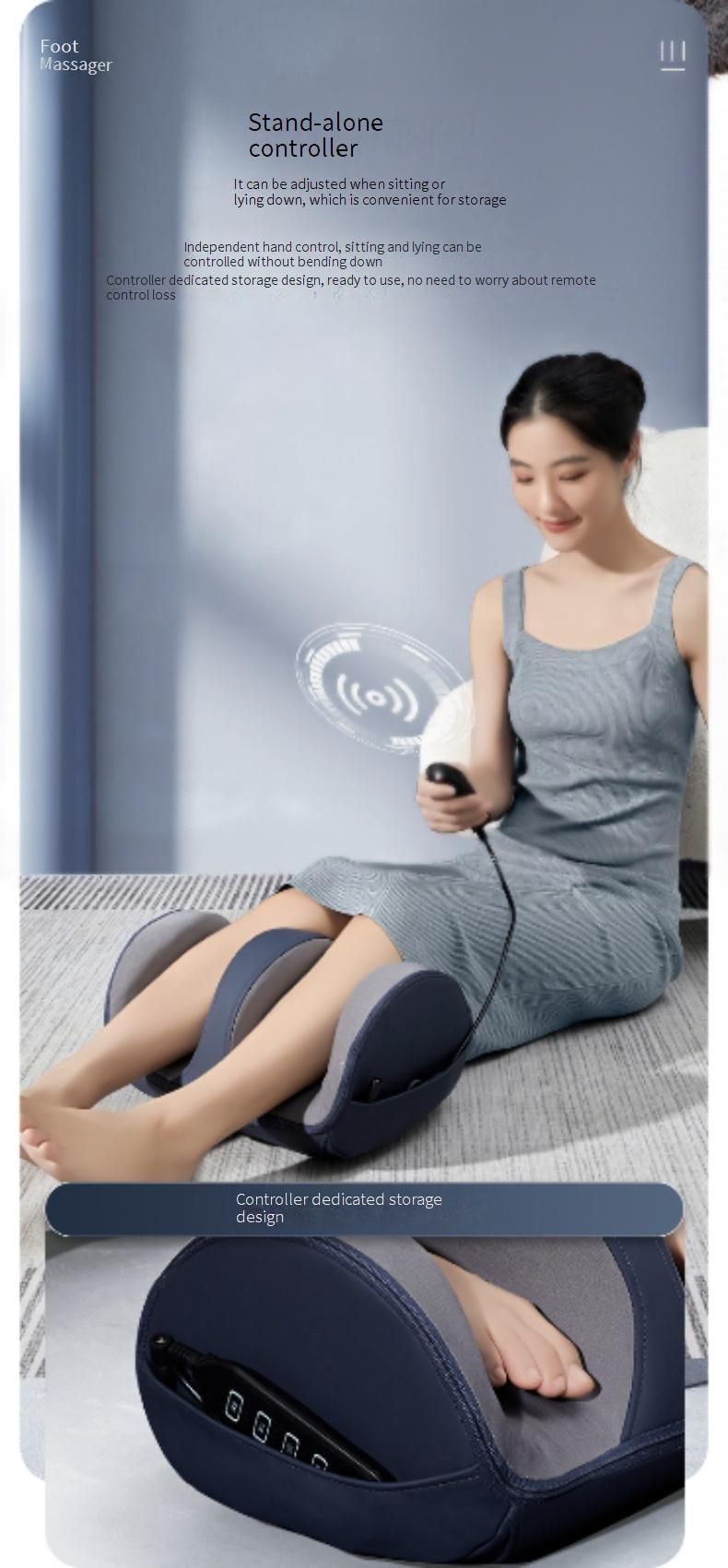 Automatic Foot & Calf Massager With Heat Therapy - Adjustable Modes, Remote Control, Detachable & Washable For Home Relaxation_voghion.com