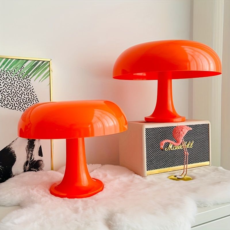 Lámpara de mesa LED naranja estilo seta, 5V, acrílica, 3 colores | Diseño Art Déco | Ideal para sala de estar o dormitorio_voghion.com