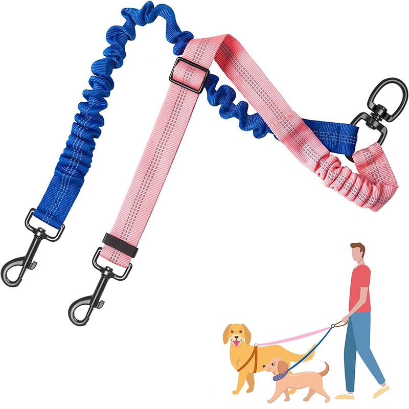 Guinzaglio retrattile automatico per animali domestici, per una sola trazione, per due cani, per passeggiate all'aperto, antideflagrante, bicolore, resistente_voghion.com
