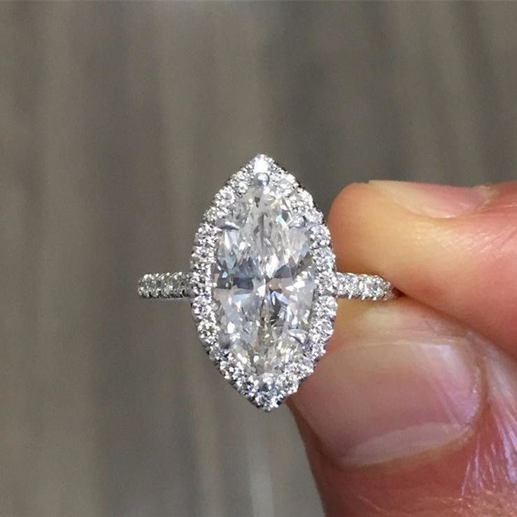 Anello di fidanzamento e proposta di matrimonio da donna con zirconi intarsiati a forma di occhio di cavallo, modello Cao Shi Jewelry Merchant_voghion.com