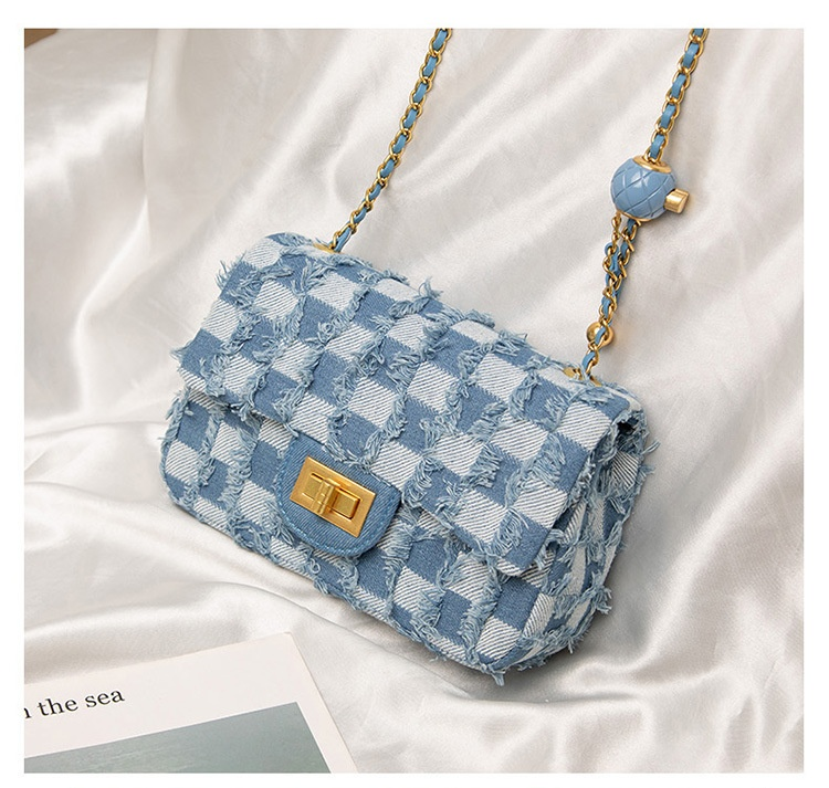 Shoulder Bags High-quality Textured Niche Design Canvas Bags Rhombic Chain Denim Messenger Bags High-end Women's Bags_voghion.com