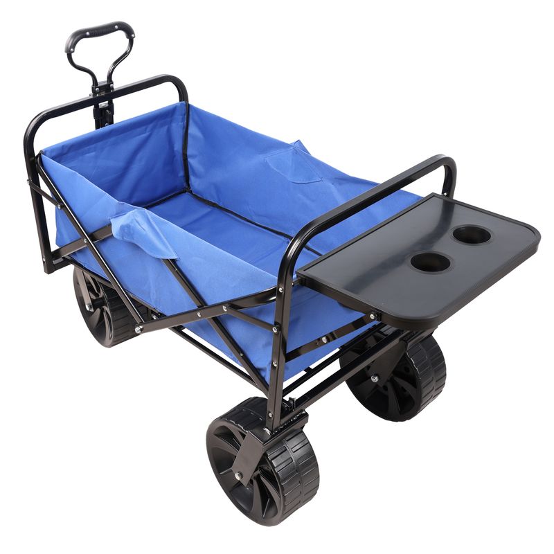 Folding Wagon Garden Shopping Beach Cart (Blue)_voghion.com