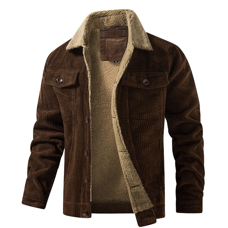 Männliche Jugend Multi Bag Winter lose Cord warme Baumwolljacke_voghion.com
