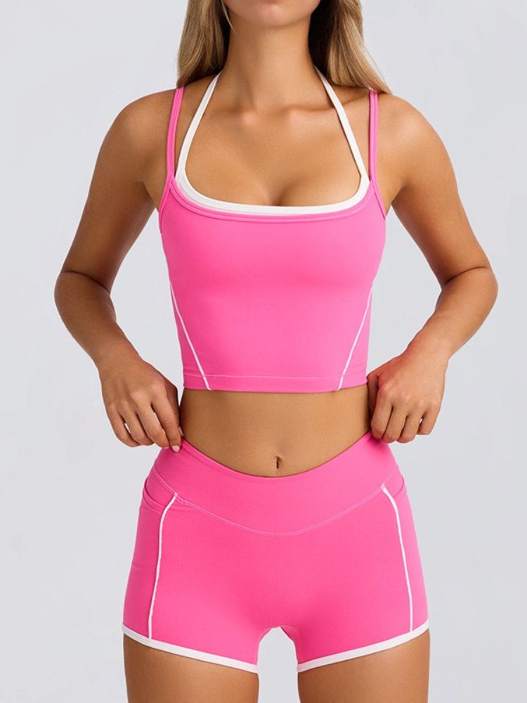 Reggiseno sportivo K; canotta; pantaloncini; leggings a vita alta; tuta da yoga e fitness ad alta elasticità._voghion.com