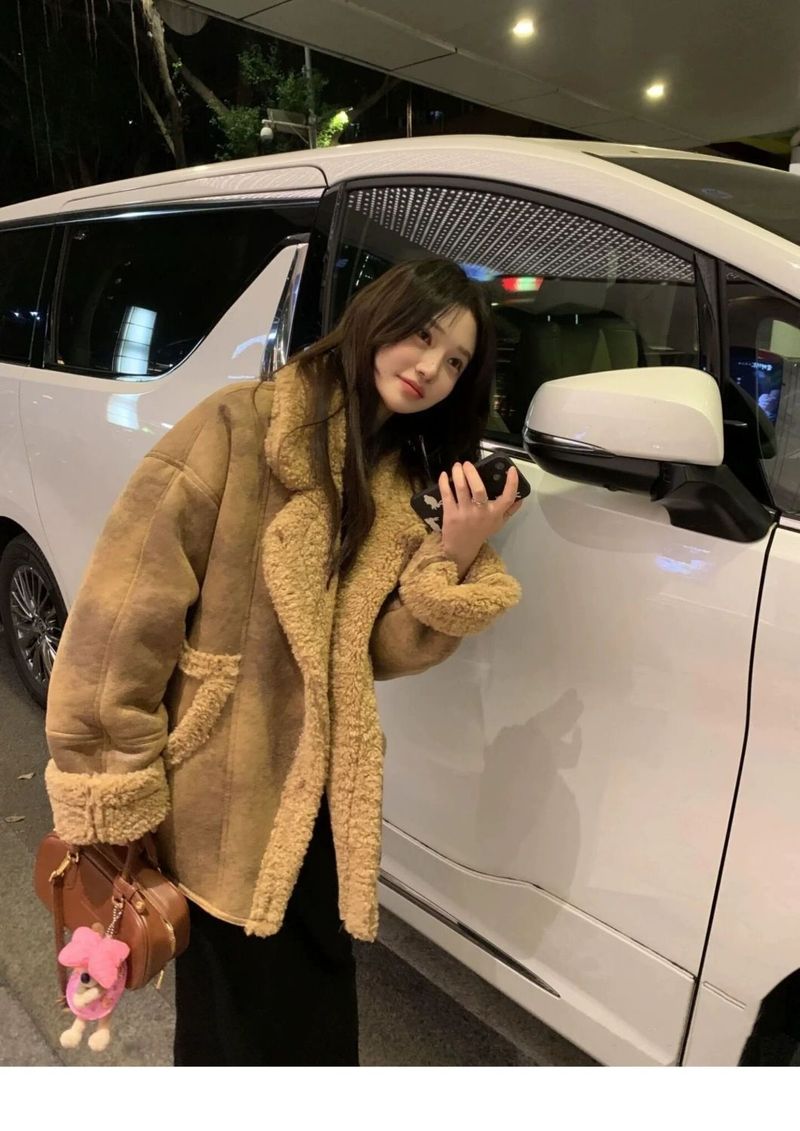 Sheepskin Shearling Coat For Women Winter New High-end Thickened Suede Motorcycle Jacket Plush Top_voghion.com
