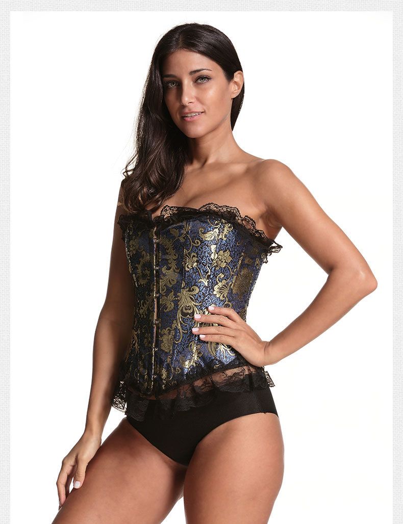 Bustino in stile vittoriano con allacciatura jacquard, corsetto con stecche in acciaio per il controllo della pancia e il sollevamento del seno_voghion.com