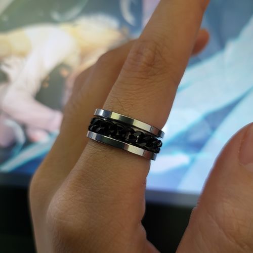 2025 Nuovi arrivi Spin Rotating Anxiet Fidget Anelli in titanio per catena in acciaio inossidabile colorata Anello da uomo Punk Rock Hippie_voghion.com