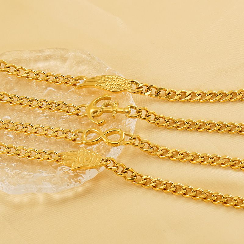 Titanstahlarmband für Männer und Frauen, Nischendesign, Modetrend, kubanischer Kettenankerschmuck_voghion.com