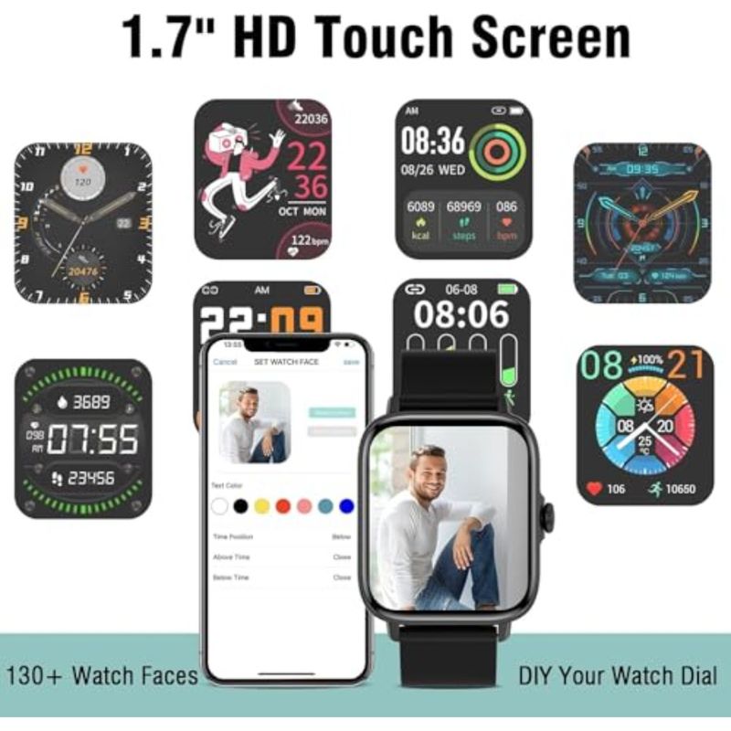 Smart Watch For Men Women Answer Make Call 1.9 Full Touch Screen Smartwatch IOS Android Compatible Fitness Tracker Watch With H_voghion.com