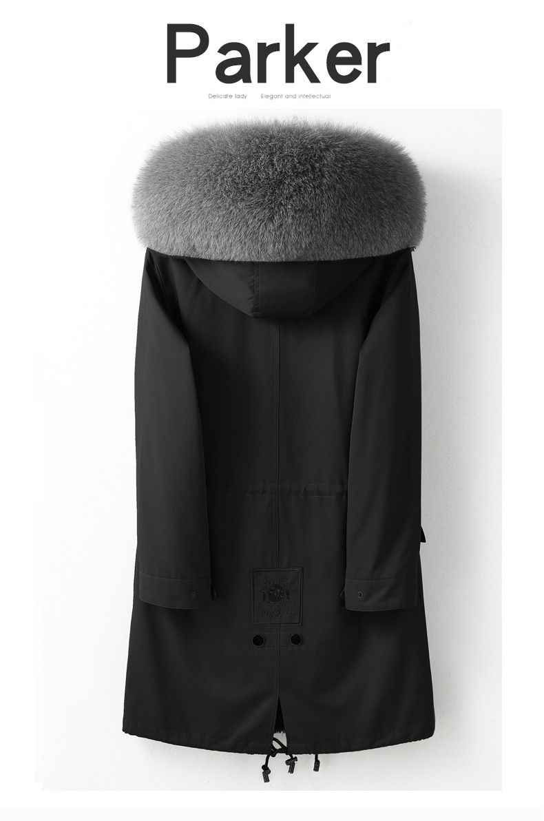 Parka de piel de zorro desmontable para hombre: abrigo de invierno con capucha y forro extraíble (M-6XL, corte entallado, cortavientos, cierre de cremallera)_voghion.com