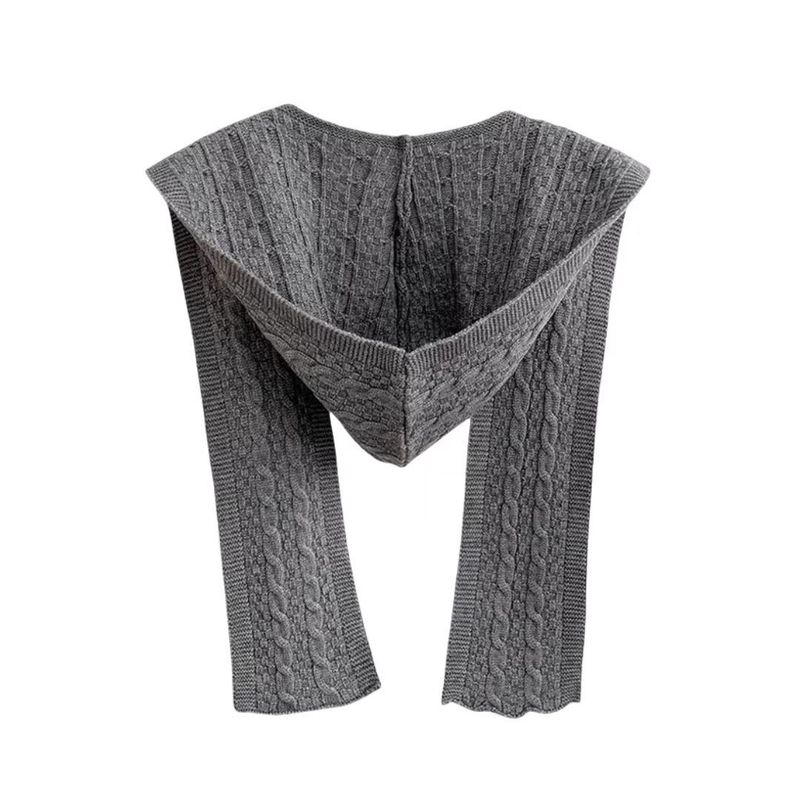 Autumn New Stylish Hooded Shawl For Women Outerwear Air-conditioned Room Neck Protection Knitted Knotted Fashionable_voghion.com