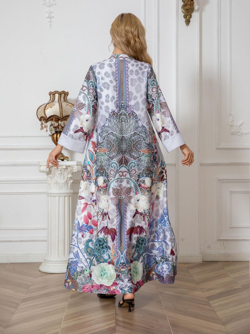 Abito lungo da donna con stampa a rombi e perline_voghion.com