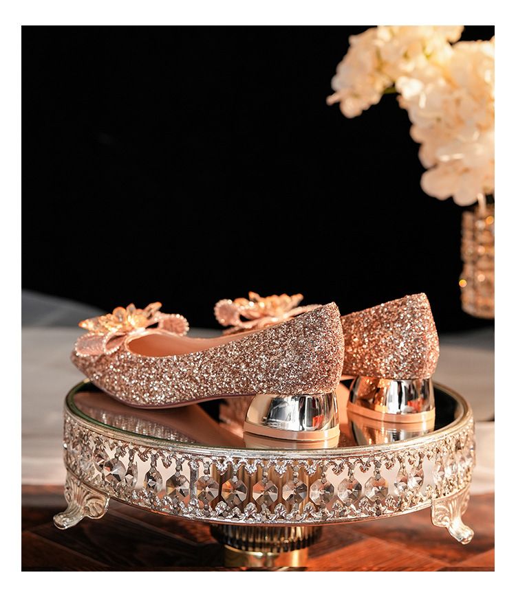 3333D-009 Scarpe da donna con tacco basso, punta a punta, glitterate, eleganti e comode, per feste di nozze_voghion.com