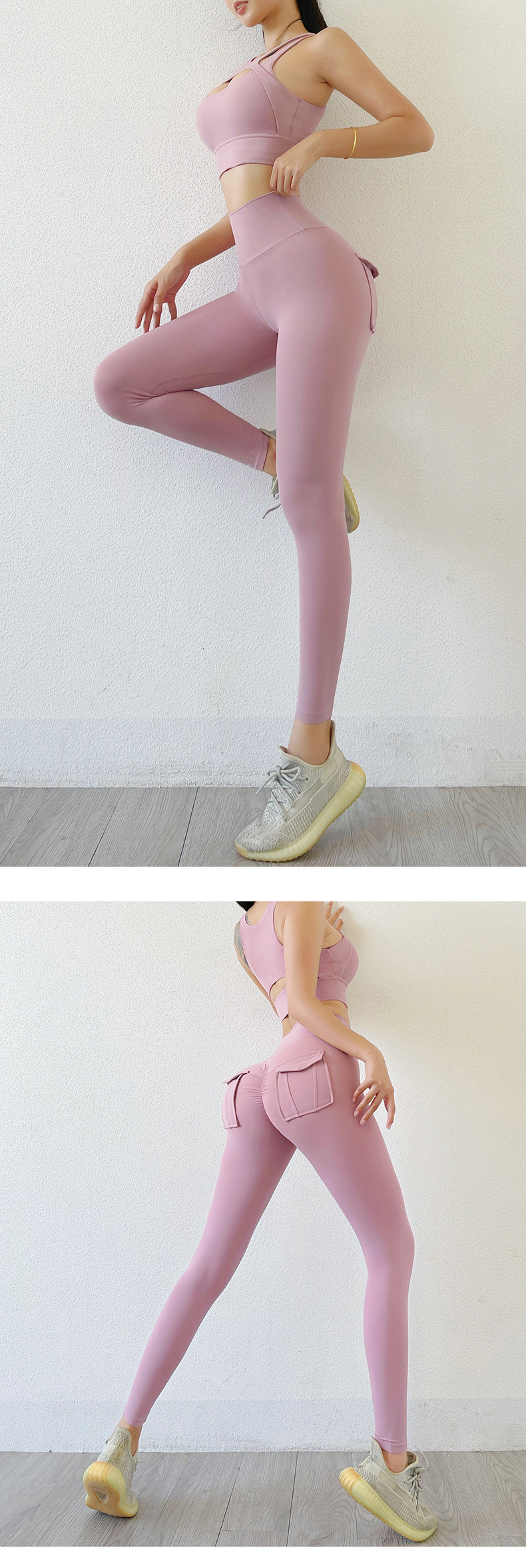 Women's Nude High-waist Butt-lifting Yoga Pants For Women With Pockets Sports Tights Chrysanthemum Fitness Pants_voghion.com