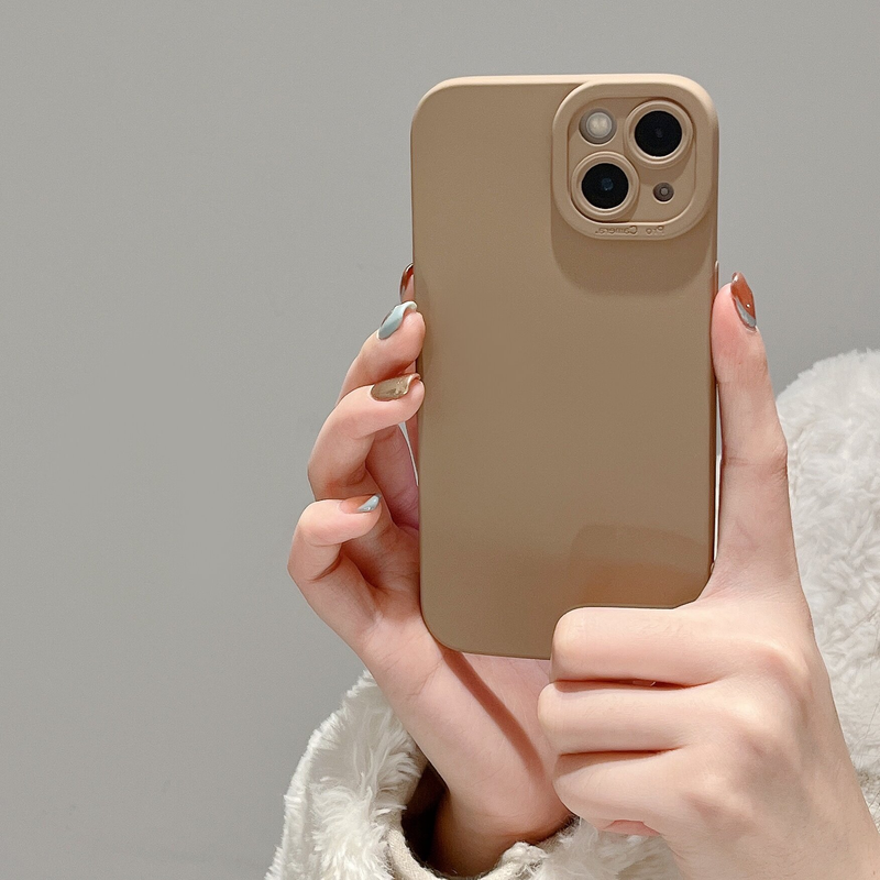 Prosty, jednolity temperament w kolorze kawy odpowiedni do iPhone'a 14 ProMax Apple 13 telefon 12 etui miękkie_voghion.com