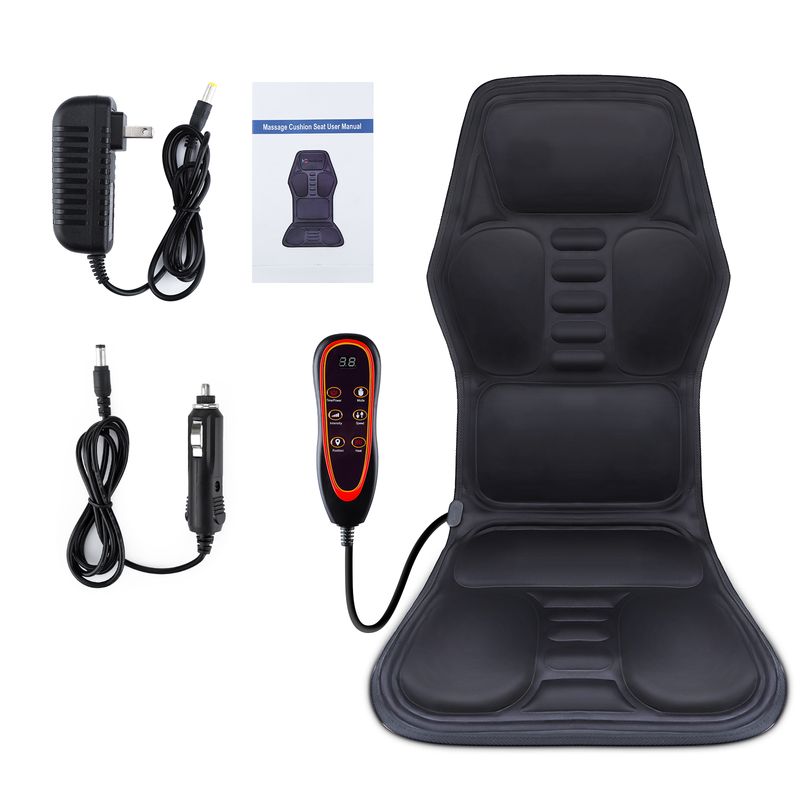Massaggiatore elettrico per la vita riscaldato per auto, sedia, ufficio, lombare, collo, cuscino vibrante riscaldato a infrarossi, massaggio alla spalla e alla schiena_voghion.com