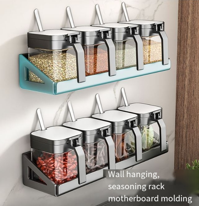 Keuken kruidenpot muur gemonteerde kruiden opbergdoos multi rooster glazen kruidendoos rek combinatie set verdikt_voghion.com