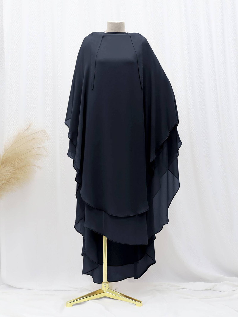 Women's Hijab solid color front and back double layer chiffon large swing headscarf solid color large headscarf_voghion.com
