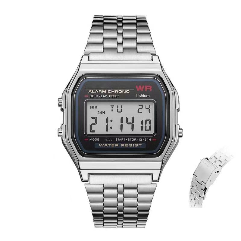 Herenhorloges Retro Led Digitaal Display Tijdsregistratie Multifunctioneel Sport Studenten Elektronisch Horloge Acryl Spiegel_voghion.com