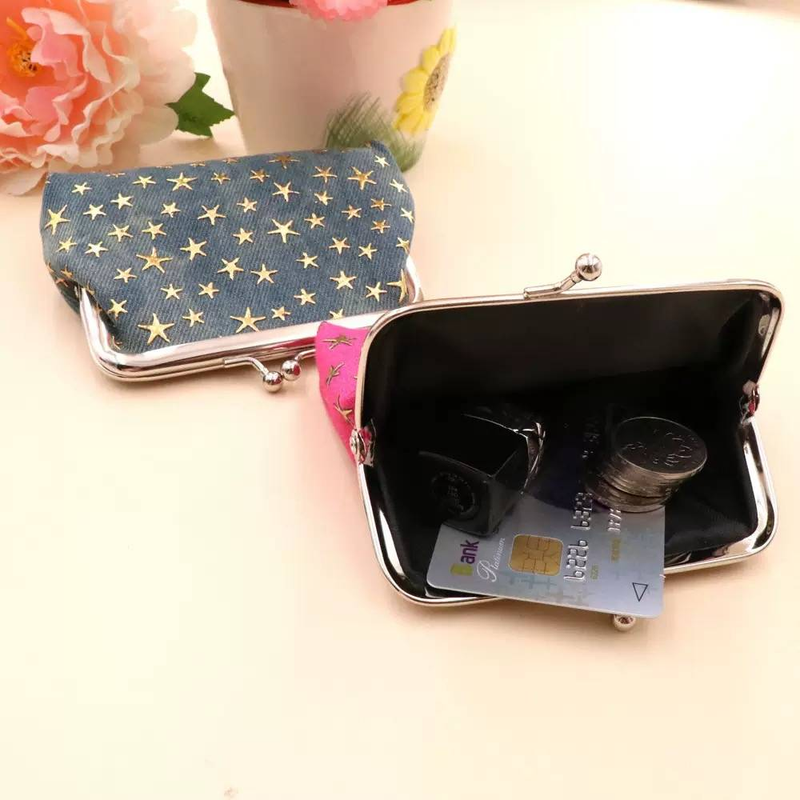 Women Canvas Fabric Big Rose Pattern Zero Coin Purse Two Metal Button Pocket Coin Pouch Key Credit Card Holde Phone Case Wallet_voghion.com