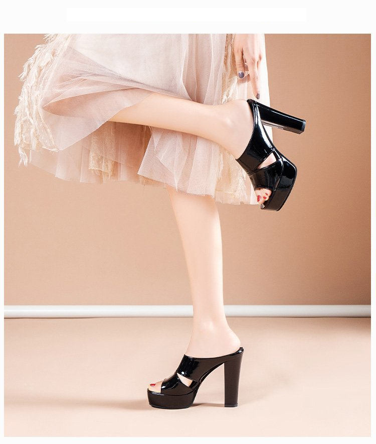Women's Open-Toe Strappy High Heel Sandals - Summer Platform Peep-Toe Slippers With Hollow-Out Design & Chunky Heel_voghion.com