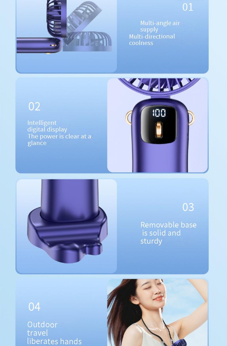 Ultracichy wentylator ręczny - Mini wentylator ładowany przez USB (≤25 dB) do biura/parku/podróży_voghion.com