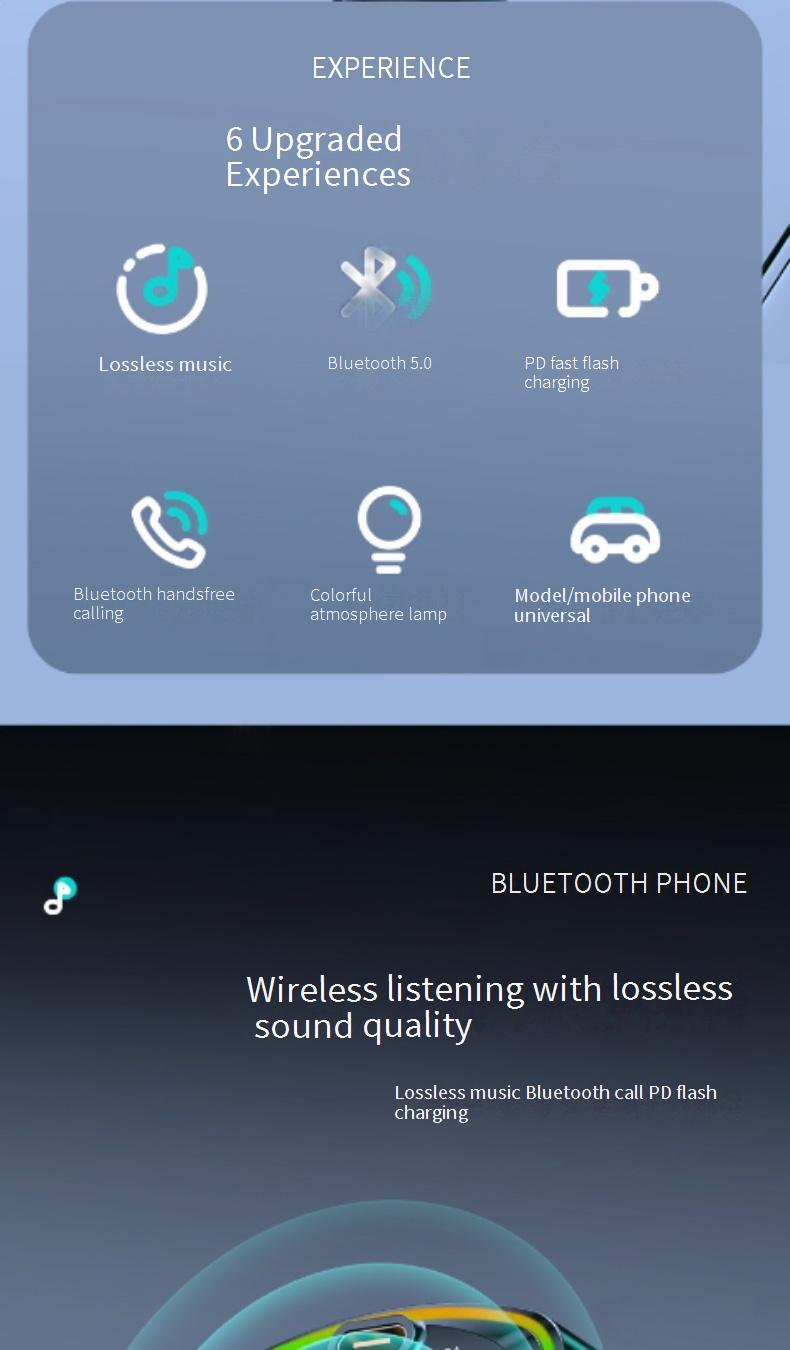 Caricabatterie per auto Caricabatterie per auto QC3.0 Ricevitore Bluetooth con qualità audio lossless Lettore MP3 Caricabatterie per auto super veloce_voghion.com