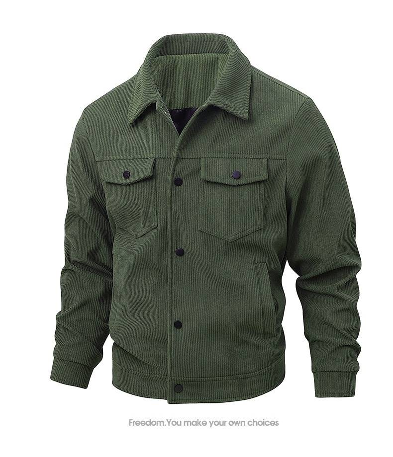 Men's Corduroy Jacket Slim Fit Casual Vintage Stand Collar Windproof Lightweight Polyester Coat For Spring Autumn_voghion.com