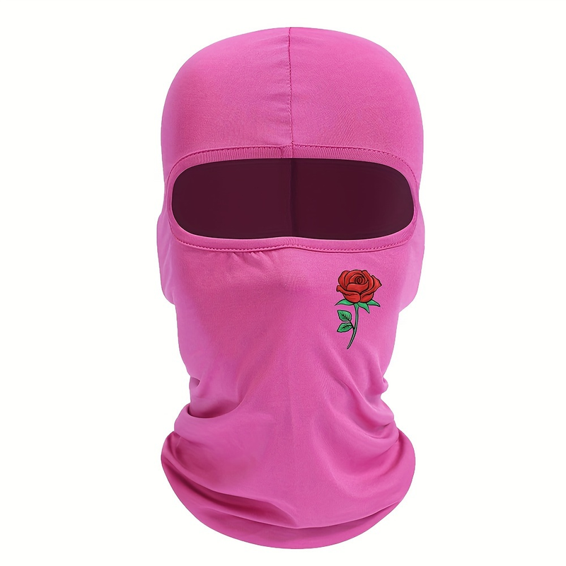 Sturmhaube mit Rosen-Aufdruck, winddicht und sonnenbeständig, Skimaske, geeignet für Radfahren und Reisen im Freien_voghion.com