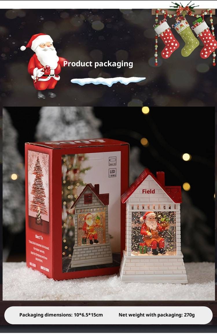Vintage-Weihnachtslaterne in Hausform, mit Wasser gefüllt – Handgefertigte Tischdekoration mit LED-Beleuchtung, festliches Geschenk für Zuhause und Büro_voghion.com