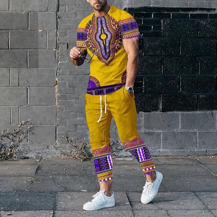 Set di pantaloni lunghi a maniche corte alla moda, estivi, casual, stampati in 3D, abbigliamento da uomo, taglie forti_voghion.com