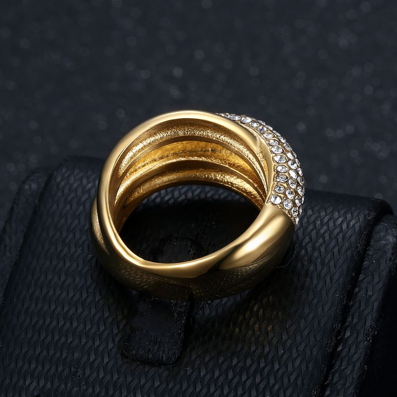 Ensemble de bagues Hip Hop – Bagues empilables en acier titane plaqué or 18 carats (micro-zircons pavés, réglables)_voghion.com