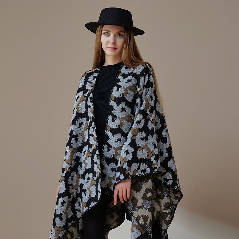 Sciarpa unisex Moda moda lunga lavorata a maglia Mantella tutto-fiammifero stampa leopardo spessa sciarpa calda_voghion.com