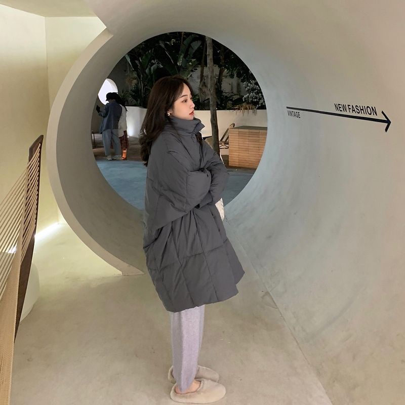 Grande veste en coton chaud épais pour femme en hiver, longueur moyenne, design ample, version coréenne_voghion.com