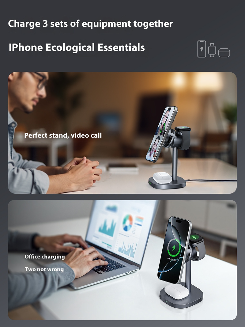 Nuova stazione di ricarica wireless magnetica, refrigerazione a semiconduttore, supporto magnetico per telefono cellulare tre in uno con ricarica rapida da 15 W_voghion.com