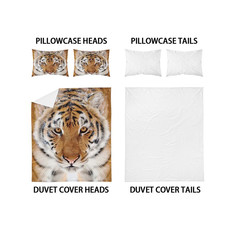 Tigre, leopardo, animale 3D stampa digitale camera da letto, dormitorio, hotel e pensione set da 3 pezzi, leggero, caldo e morbido set di biancheria da letto in peluche corto_voghion.com