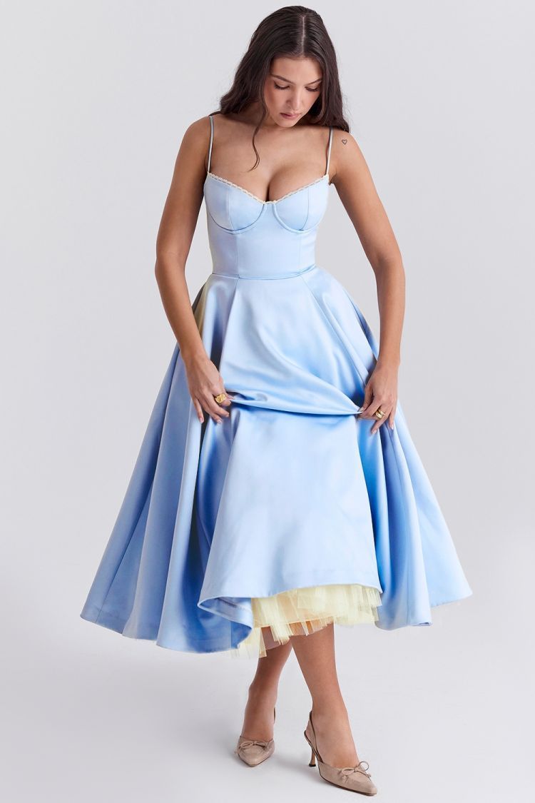 Gonna lunga da donna con bretelle sexy, in rete rigida, con gonna ampia, per temperamento, sottile_voghion.com