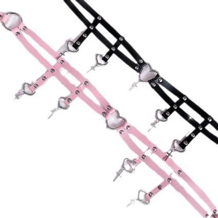 2025 Spring And Summer New Handmade Subculture PU Leather Heart Cross Pendant Belt Fashionable Versatile Delicate_voghion.com