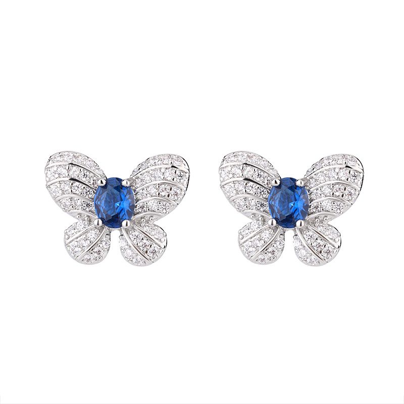 Accessori Set di gioielli Moda Farfalla Orecchini a bottone Collana Anello Zaffiro Naturale Donna Fresco_voghion.com