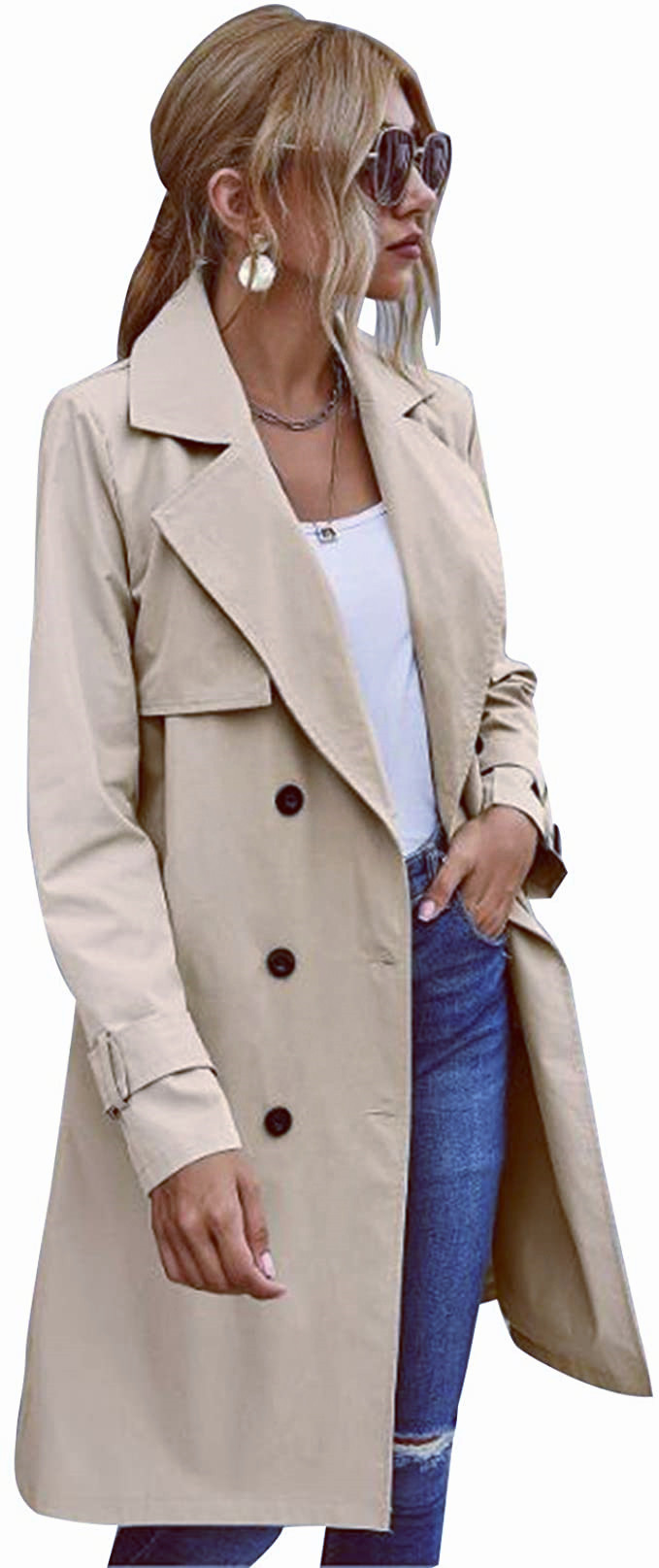 Women's trench coat autumn and winter explosive single breasted medium long coat_voghion.com